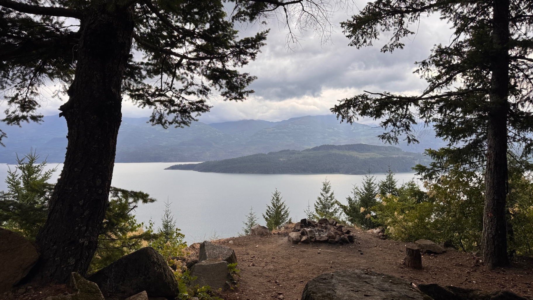View through the trees to Harrison Lake and the far shore
