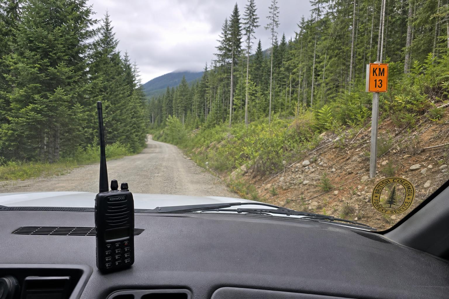 A VHF two-way radio on the dash — your most important piece of FSR gear