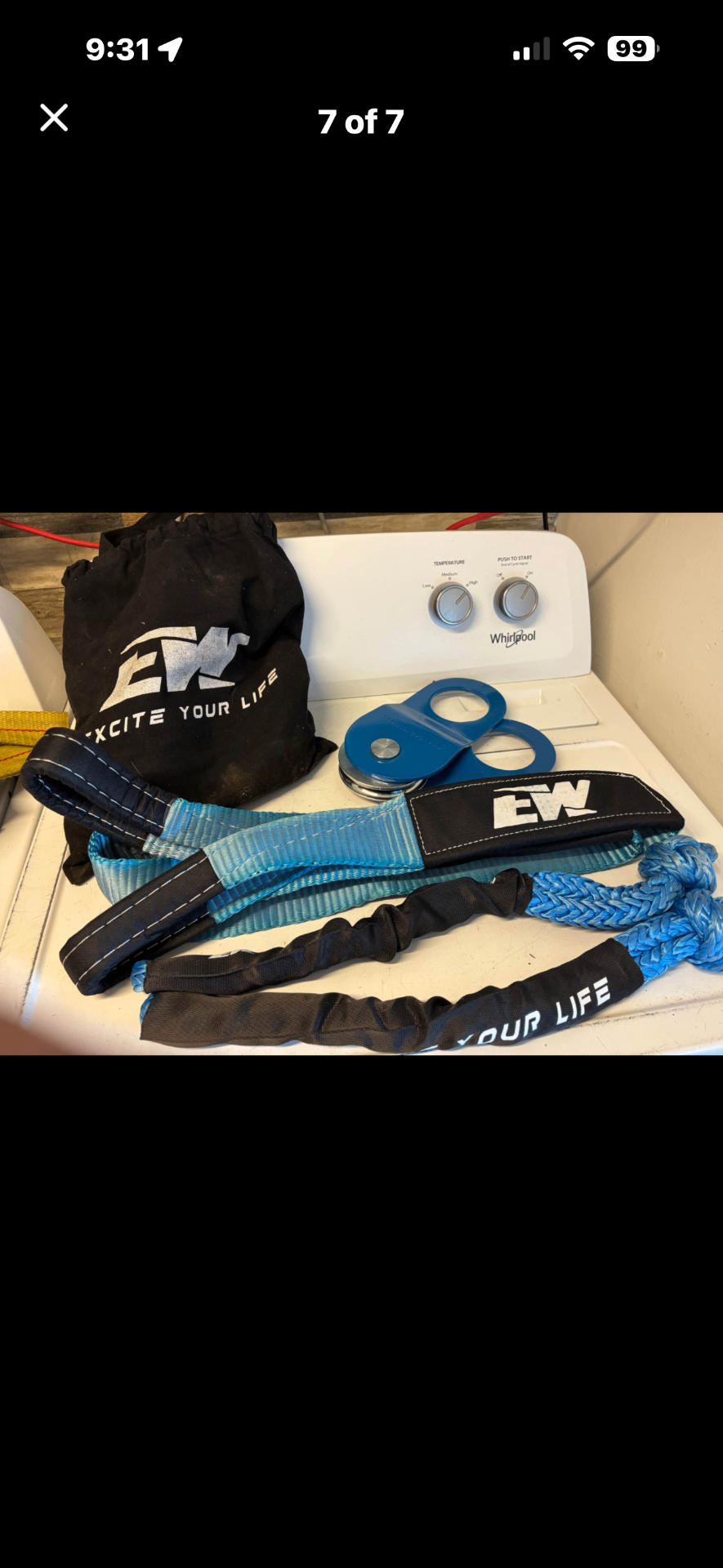 Excite Your Life recovery kit: kinetic rope, soft shackles, snatch block, tree saver